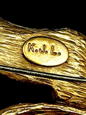 1960s Kenneth Jay Lane K.J.L. Gold Plate & Cabochon Fantasy Griffin Brooch