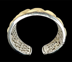 Belle Etoile "Coccodrillo" White Italian Enamel & Sterling Cuff Bracelet