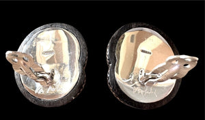 Patricia Von Musulin Ebony, Sterling & Red Tiger's Eye Nailhead Clip Earrings