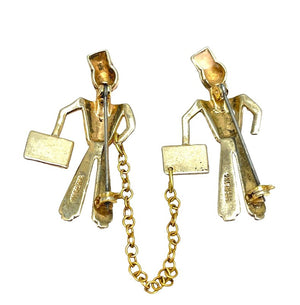 1930s Art Deco Vermeil Sterling Chatelaine Bellhop Brooches