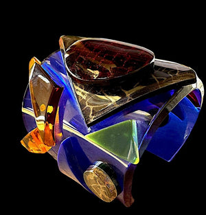 Jean Marie Poinot Paris Multicolor Layered Lucite Sculptural Cuff