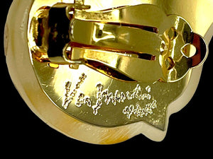 Patricia Von Musulin Frosted Lucite & 24K Gold Polka Dot Sculptural Clip Earrings