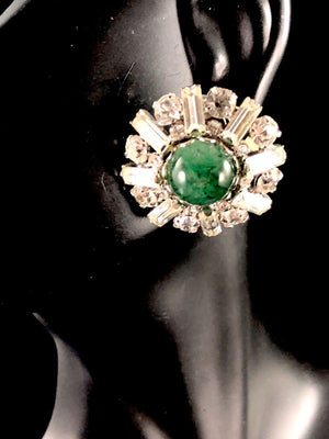 Christian Dior for Kramer Jade Gripoix Glass Cabochon Deco Necklace & Earrings