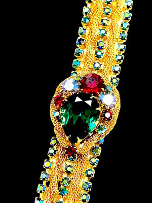 Juliana D&E Emerald, Ruby & Aurora Borealis Necklace, Bracelet & Earrings Set