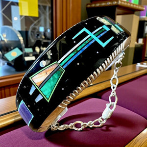 Melvin Cleveland for Pacific Crest Silver "Night Sky Kachina" Inlay Cuff
