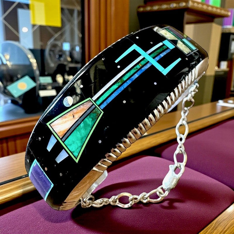Melvin Cleveland for Pacific Crest Silver "Night Sky Kachina" Inlay Cuff