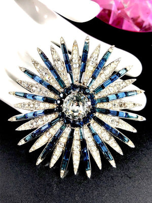 1966 Crown Trifari "Starflight" Sapphire Rhinestone Fireworks Brooch