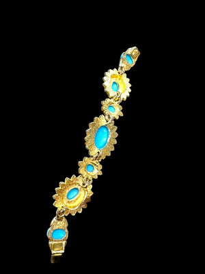 Kenneth Jay Lane "Maharani" Turquoise Cabochon Necklace & Bracelet Set