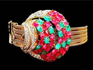 1960s Crown Trifari "Enchantress" Cabochon Slider Buckle Choker