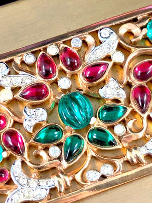 1949 Crown Trifari "Schéhérazade" Jeweled Powder & Lipstick Compact, Unused