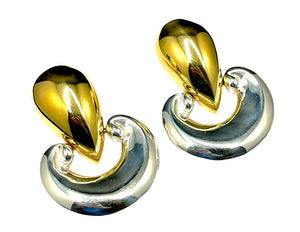 Patricia Von Musulin Vermeil Sterling "Etruscan" Door Knocker Clip Earrings