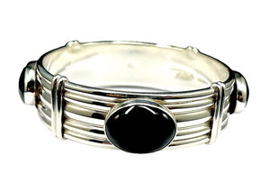 Reve by Don & Elizabeth Buck Sterling Silver & Onyx Cabochon Cuff