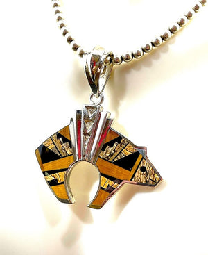 Charles Willie for David Rosales Supersmith Sterling & Tiger's Eye Bear Pendant Necklace