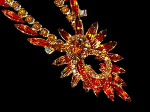 Juliana D&E Amber & Orange Navette Rhinestone Necklace, Bracelet & Drop Earrings