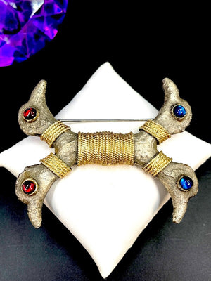 Diane Love for Crown Trifari Luristan Double-Headed Bird Brooch