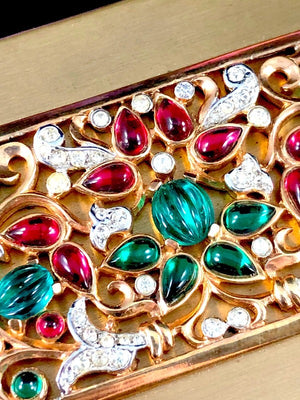 1949 Crown Trifari "Schéhérazade" Jeweled Powder & Lipstick Compact, Unused