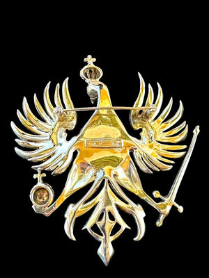 1940s Nettie Rosenstein Vermeil Sterling Imperial Russian Eagle Brooch