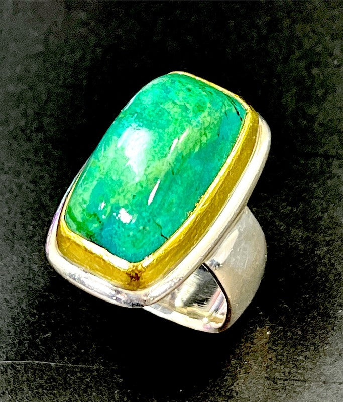 Karl Lee Big Sur 22K Gold & Sterling Domed Variscite Ring