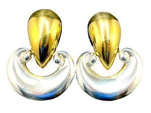 Patricia Von Musulin Vermeil Sterling "Etruscan" Door Knocker Clip Earrings
