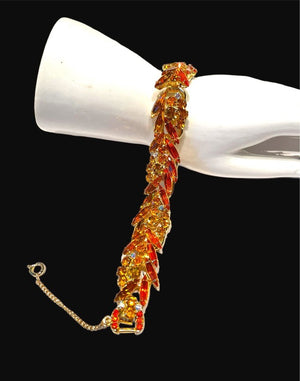 Juliana D&E Amber & Orange Navette Rhinestone Necklace, Bracelet & Drop Earrings