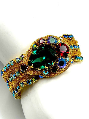 Juliana D&E Emerald, Ruby & Aurora Borealis Necklace, Bracelet & Earrings Set