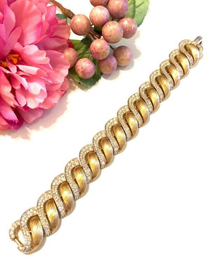 Crown Trifari Pavé Crystal Art Deco Collar Necklace & Bracelet Set