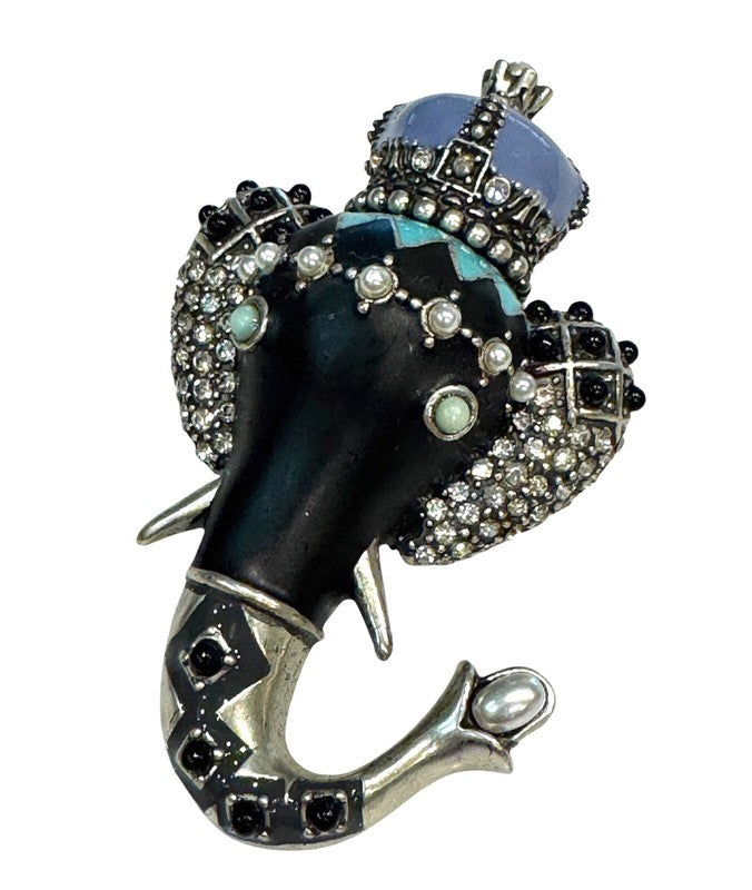 Ciner Moghul Elephant Brooch, Schlumberger Style