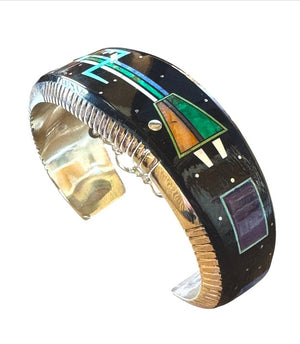 Melvin Cleveland for Pacific Crest Silver "Night Sky Kachina" Inlay Cuff