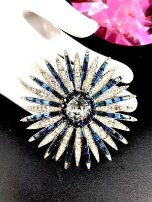 1966 Crown Trifari "Starflight" Sapphire Rhinestone Fireworks Brooch