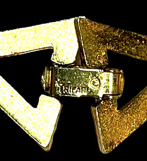 1970 Diane Love for Crown Trifari Sekhmet & Osiris Gold Plate Pendant Necklace