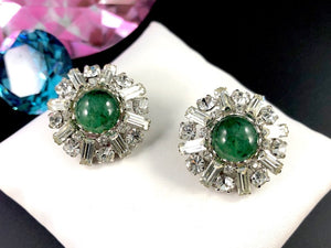 Christian Dior for Kramer Jade Gripoix Glass Cabochon Deco Necklace & Earrings