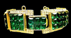 1950 Crown Trifari Invisibly-Set Emerald Bracelet