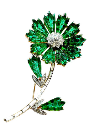 1961 Crown Trifari Invisibly-Set Flower Brooch