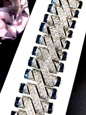 Crown Trifari Invisibly-Set Sapphire Deco Bracelet