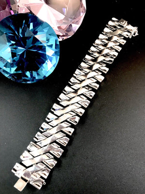 Crown Trifari Invisibly-Set Sapphire Deco Bracelet