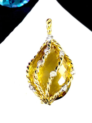 Orlanda Olsen 18K Gold Citrine & Diamond Pendant
