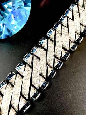 Crown Trifari Invisibly-Set Sapphire Deco Bracelet
