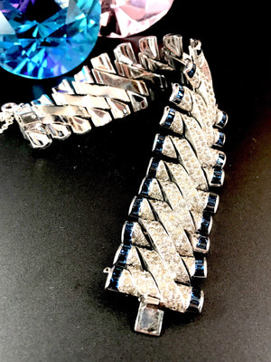 Crown Trifari Invisibly-Set Sapphire Deco Bracelet