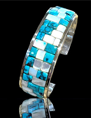 Bitsoi-Russell Navajo Turquoise & MOP Cuff