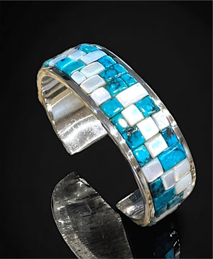 Bitsoi-Russell Navajo Turquoise & MOP Cuff