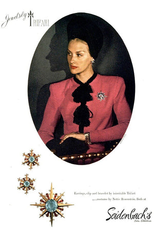1944 Crown Trifari Vermeil Starburst Brooch
