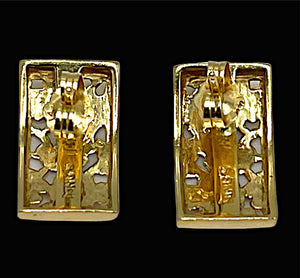 Ming’s of Honolulu “Bird on Plum” Gold Earrings