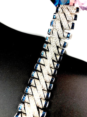 Crown Trifari Invisibly-Set Sapphire Deco Bracelet