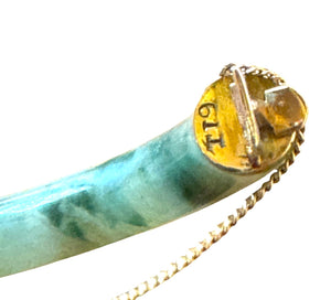 Ming’s of Honolulu 14K Gold & Green Jade Bangle