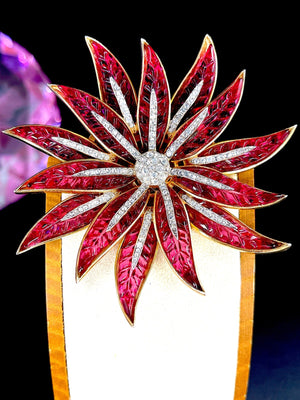 Crown Trifari Invisibly-Set Poinsettia Brooch