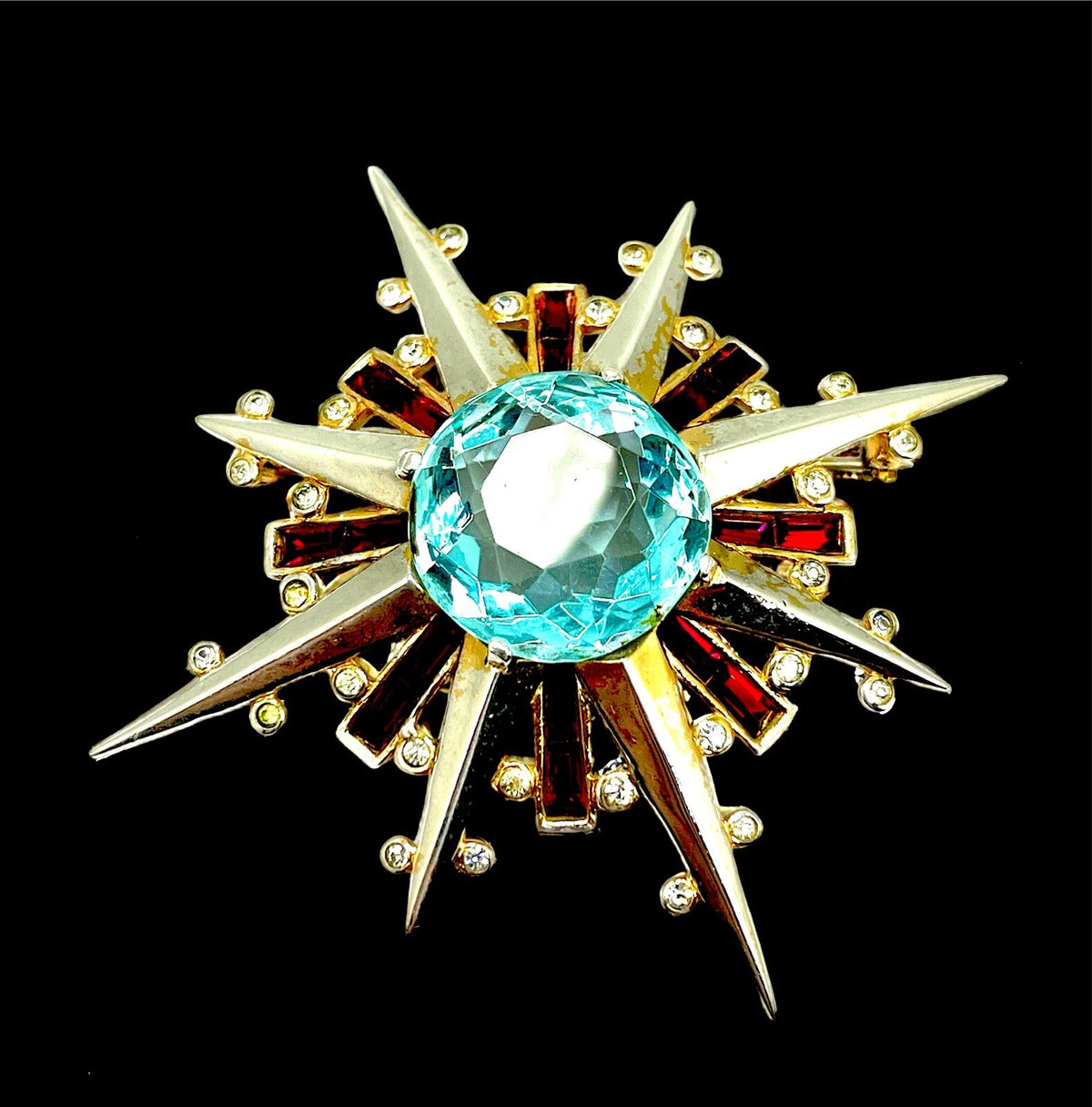 1944 Crown Trifari Vermeil Starburst Brooch
