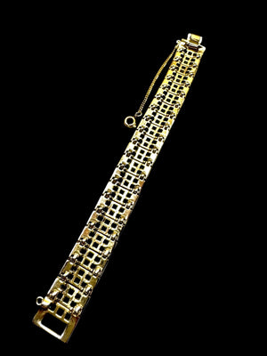 1950 Crown Trifari Invisibly-Set Emerald Bracelet