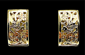Ming’s of Honolulu “Bird on Plum” Gold Earrings