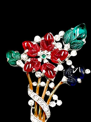 1930s Trifari Tricolor Fruit-Salad Dress Clip
