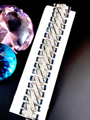 Crown Trifari Invisibly-Set Sapphire Deco Bracelet
